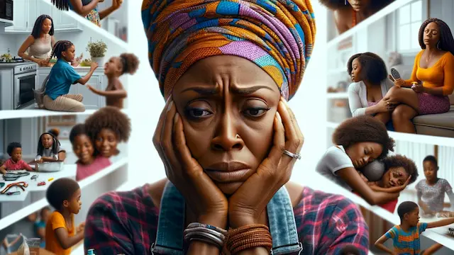 A photograph of a Ghanaian mother with mom guilt. Blog post got mom guilt