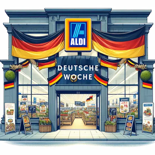 illustration of an Aldi supermarket storefront de