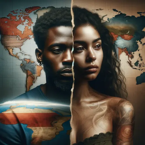 a man and a woman on different continents one in the United States and the other in Europe both showing s 1