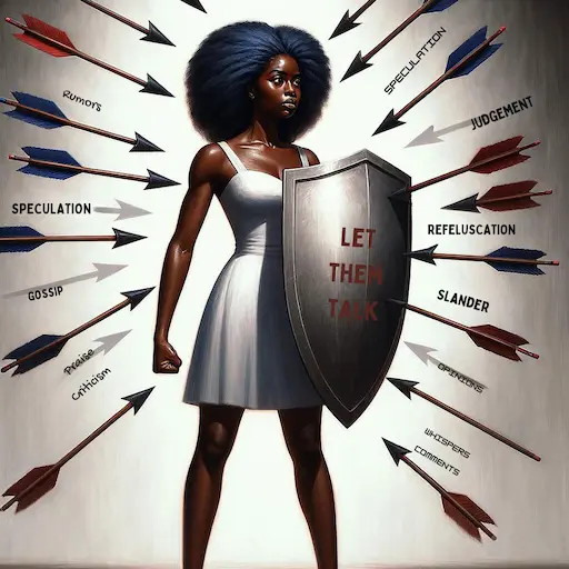 woman standing firm and confidentlyholding shield
