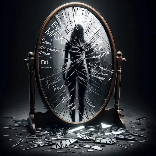 broken mirror with reflections of harsh words