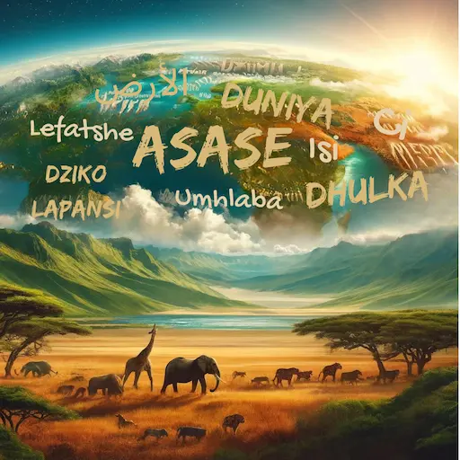 landscapes and wildlife of Africa. Earth languages