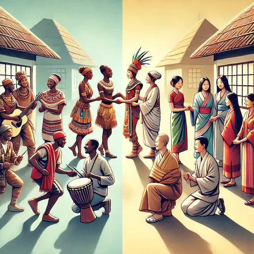 Two Different culture share traditions and customs