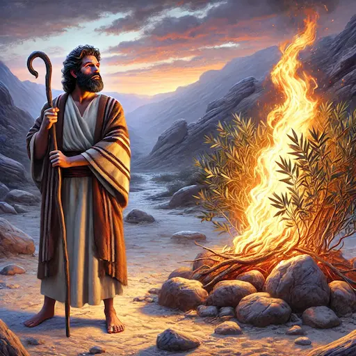 Moses at the Burning Bush (Artistic or Illustrated Style) Visualizes the moment of calling and identity tension. third culture kid